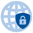 Globe Icon with a shield with a lock on it